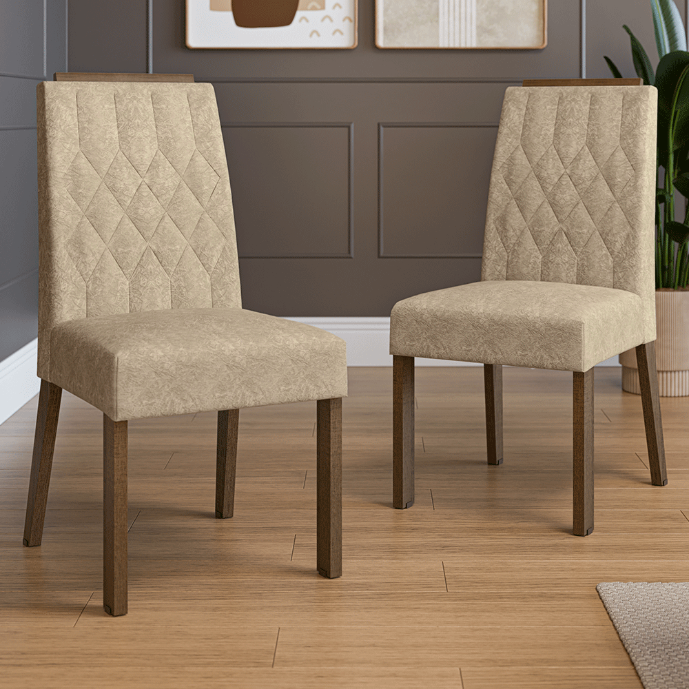 Juego de 2 Sillas 4256 con Detalle Madera Marrón/Imperial