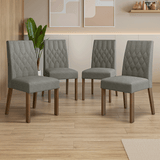 Kit 4 Sillas para Comedor 4256 Marrón/Gamuza Silver Madesa