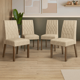 Kit 4 Sillas para Comedor 4256 Marrón/Gamuza Imperial Madesa