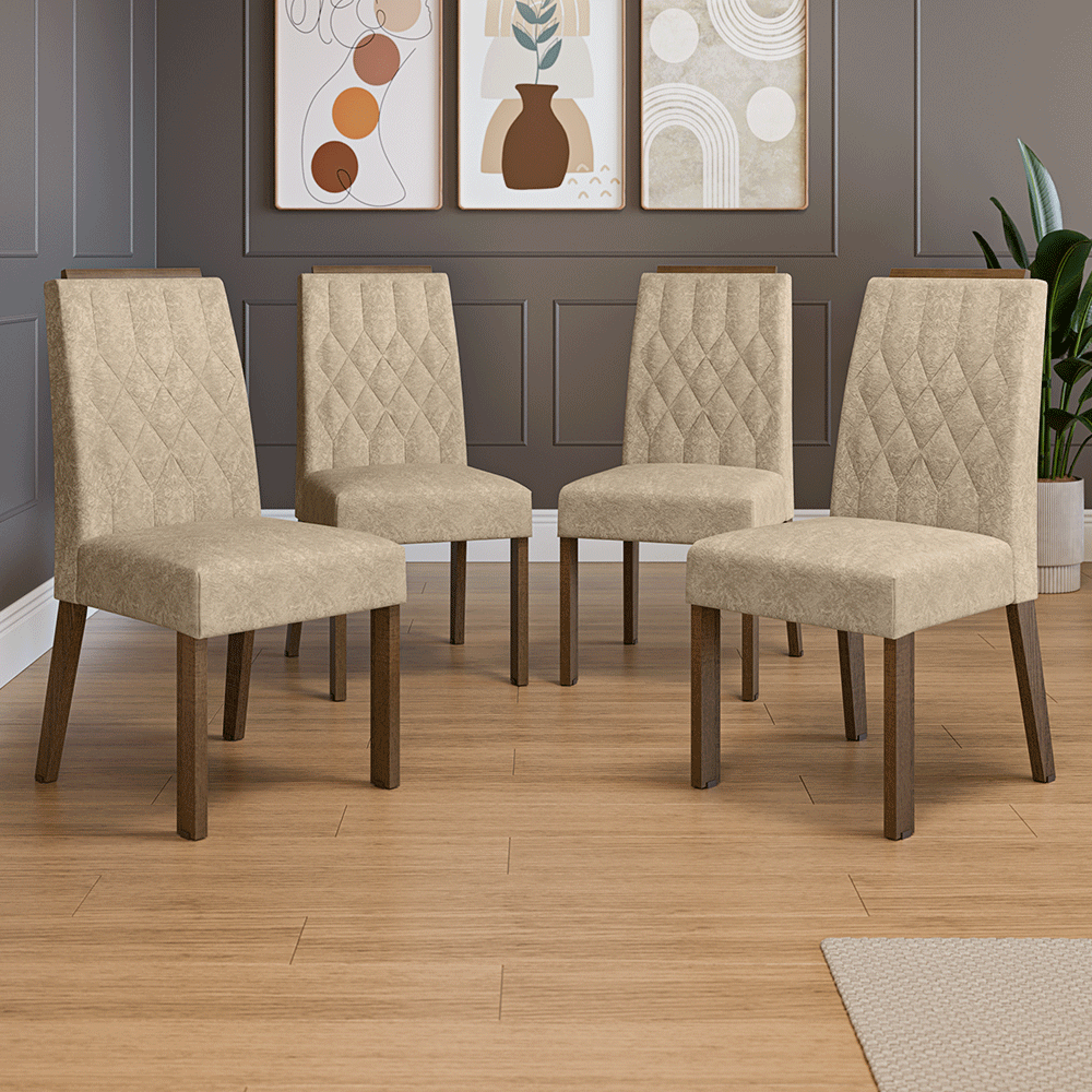 Juego de 4 Sillas 4256 con Detalle Madera Marrón/Imperial
