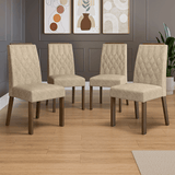 Juego de 4 Sillas 4256 con Detalle Madera Marrón/Imperial