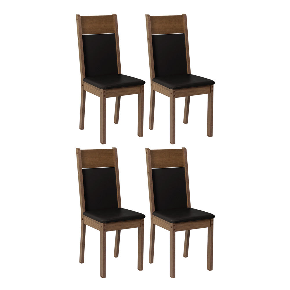 Juego de 4 Sillas 4280 Marrón/Negro
