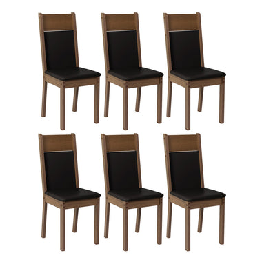 Juego de 6 Sillas Asiento Tapizado Marrón/Negro Madesa