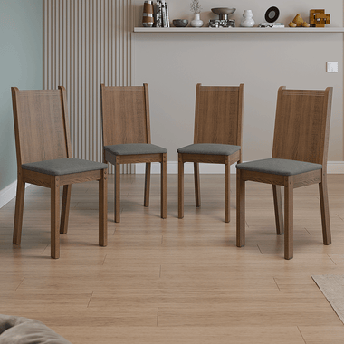 Juego de 4 Sillas Asiento Tapizado Marrón/Silver Madesa