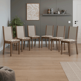 Kit 6 Sillas de Comedor 4291 Marrón/Crema/Lily Beige