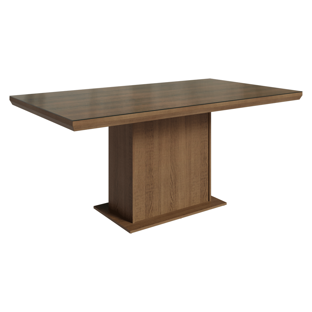 Mesa de Comedor Rectangular Tapa con Borde Biselado y Vidrio Sobrepuesto Marrón 5275 Madesa