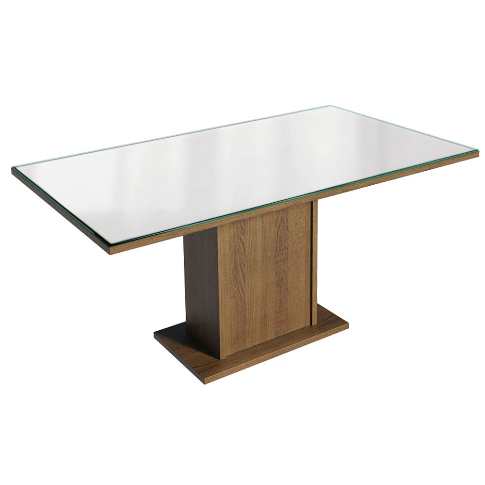 Mesa de Comedor Rectangular Tapa de Vidrio Marrón/Blanco 5275 Madesa