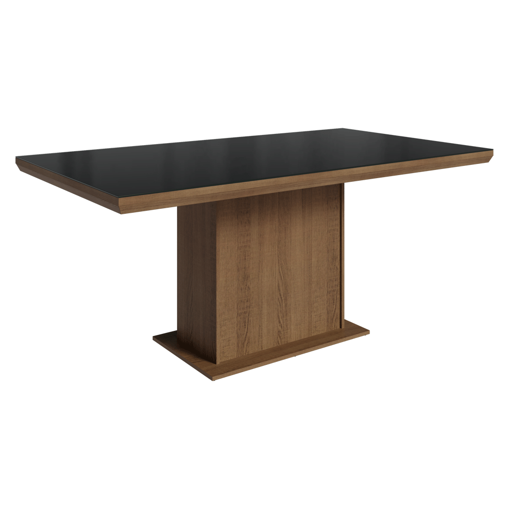Mesa de Comedor Rectangular Tapa con Borde Biselado y Vidrio Sobrepuesto Marrón/Negro 5275 Madesa