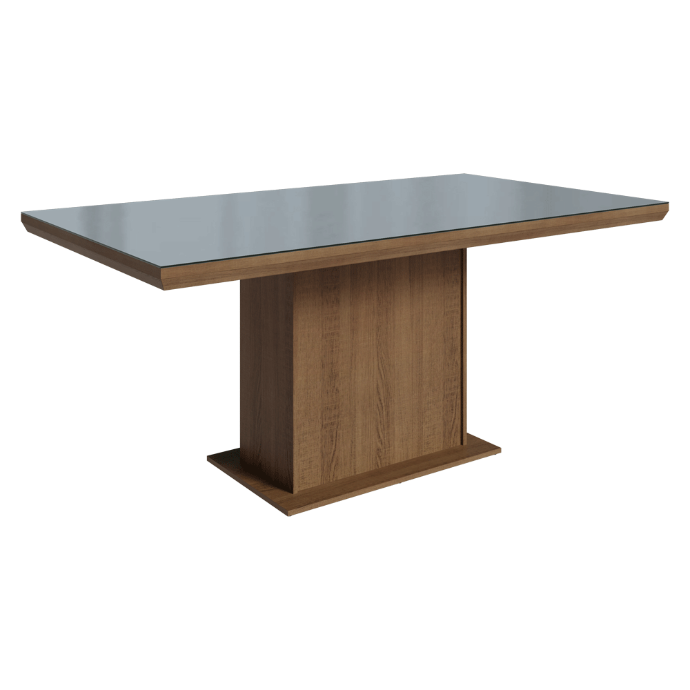 Mesa de Comedor Rectangular Tapa con Borde Biselado y Vidrio Sobrepuesto Marrón/Gris 5275 Madesa