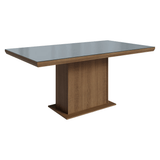 Mesa de Comedor Rectangular Tapa con Borde Biselado y Vidrio Sobrepuesto Marrón/Gris 5275 Madesa