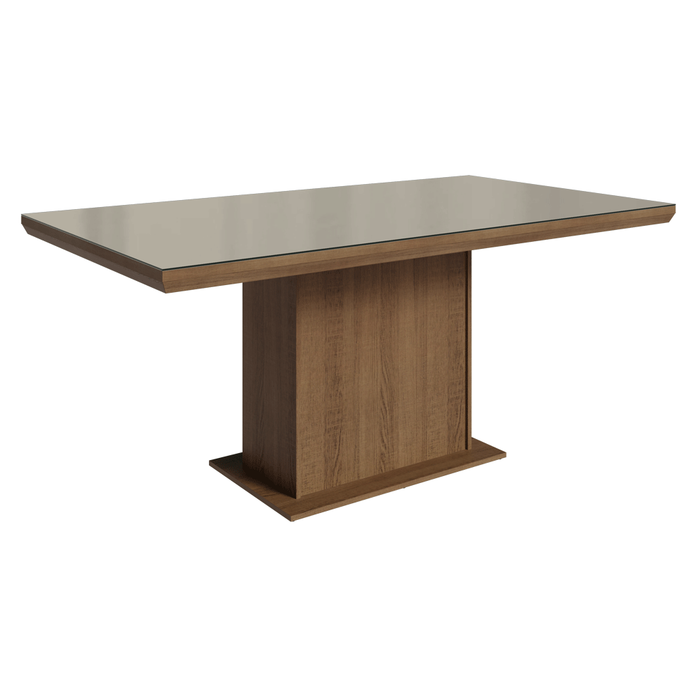 Mesa de Comedor Rectangular Tapa con Borde Biselado y Vidrio Sobrepuesto Marrón/Crema 5275 Madesa