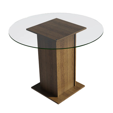 Mesa de Comedor Redonda Tapa de Vidrio 90 cm Marrón Madesa
