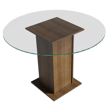 Mesa de Comedor Redonda Tapa de Vidrio 90 cm Marrón Madesa