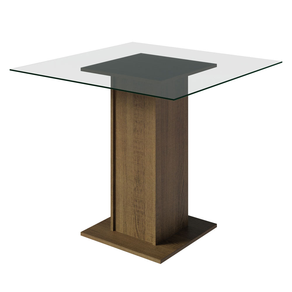 Mesa De Comedor Madesa Cuadrado con Tapa de Vidrio 5332A Marrón