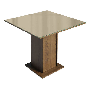 Mesa de Comedor Cuadrada Tapa de Vidrio Sobrepuesto 90 cm Marrón Madesa