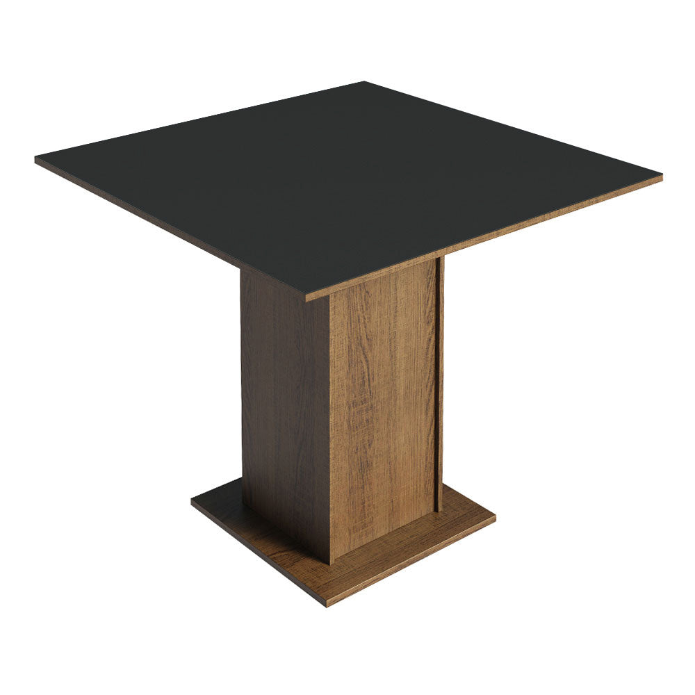 Mesa de Comedor Cuadrada Tapa de Madera 90 cm Marrón/Negro Madesa