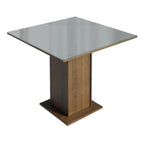 Mesa de Comedor Cuadrada Tapa de Vidrio Sobrepuesto 90 cm Marrón/Gris Madesa