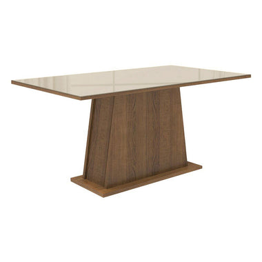 Mesa de Comedor Rectangular Tapa de Vidrio Sobrepuesto 160 cm Marrón/Crema Madesa