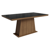 Mesa de Comedor Rectangular Tapa con Borde Biselado y Vidrio Sobrepuesto Marrón/Negro 5364 Madesa