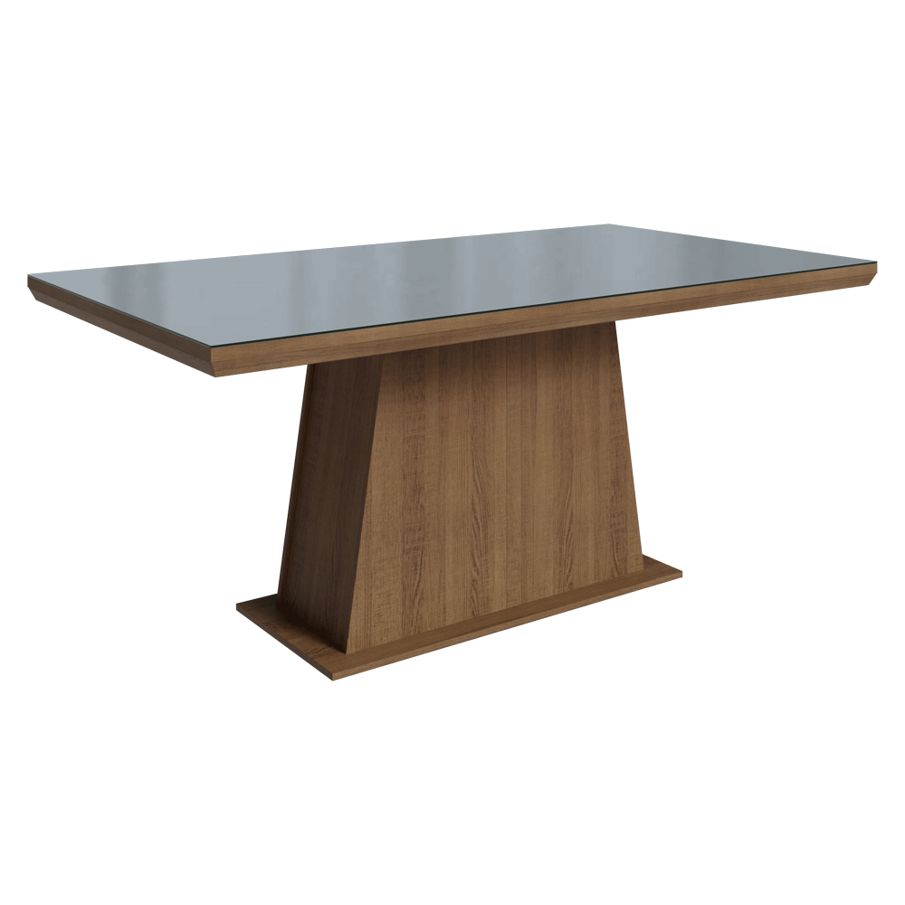 Mesa de Comedor Rectangular Tapa con Borde Biselado y Vidrio Sobrepuesto Marrón/Gris 5364 Madesa