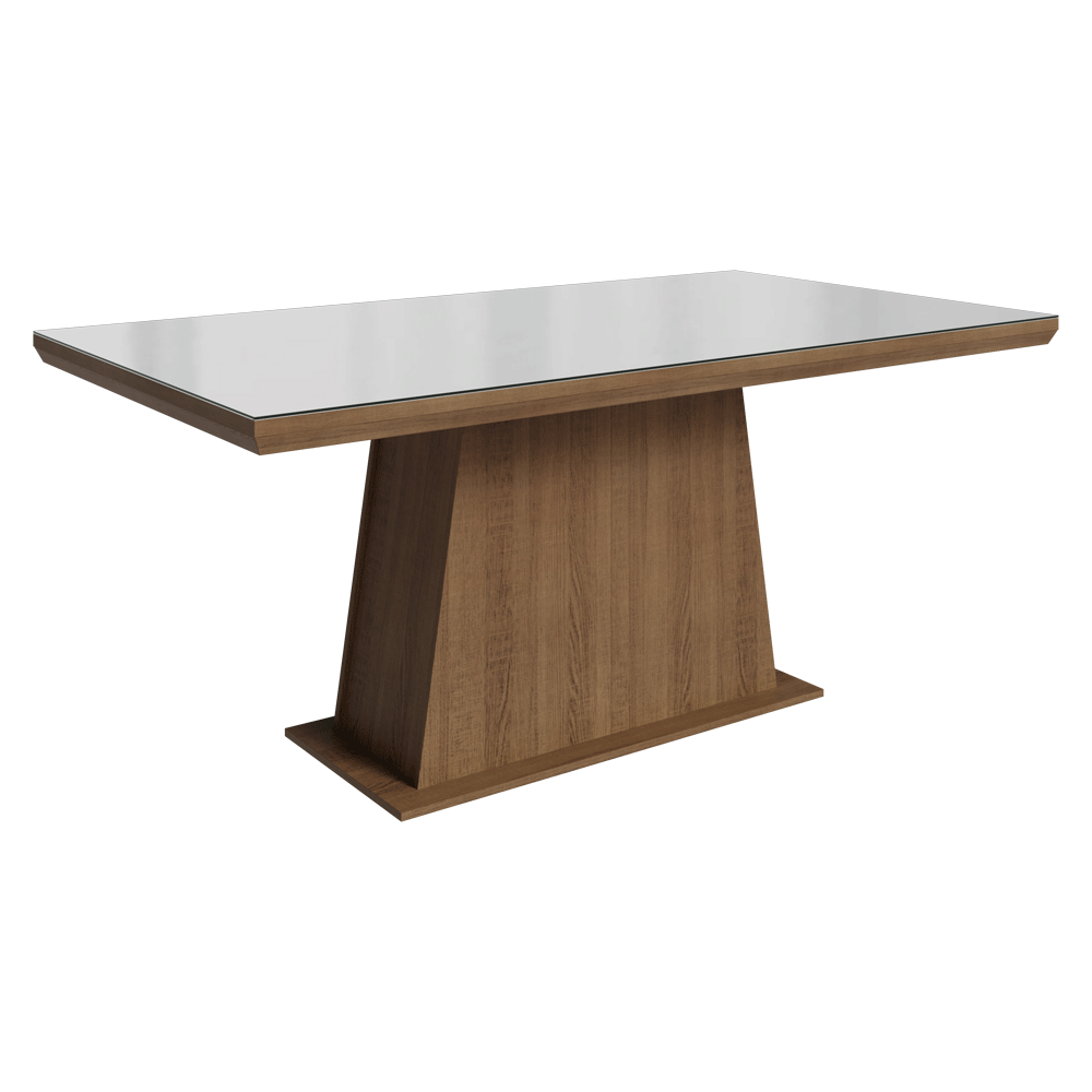 Mesa de Comedor Rectangular Tapa con Borde Biselado y Vidrio Sobrepuesto Marrón/Blanco 5364 Madesa