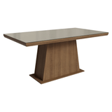 Mesa de Comedor Rectangular Tapa con Borde Biselado y Vidrio Sobrepuesto Marrón/Crema 5364 Madesa