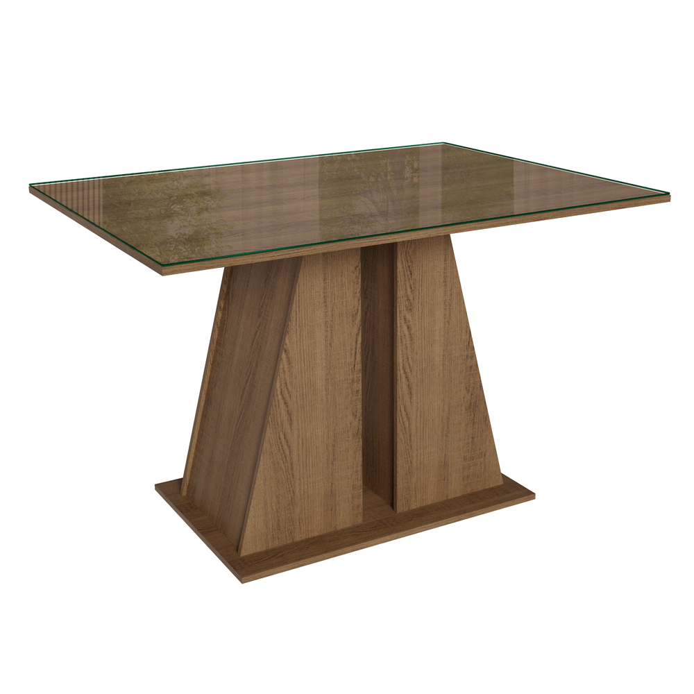 Mesa de Comedor Rectangular Tapa de Vidrio Marrón 5383 Madesa