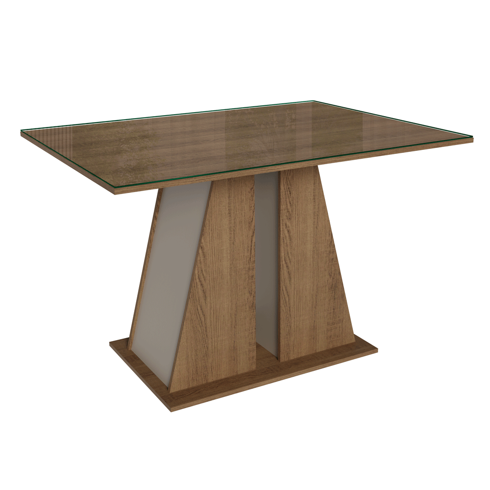 Mesa de Comedor Rectangular Tapa de Vidrio Marrón/Crema 5383 Madesa