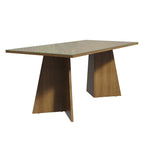 Mesa de Comedor Rectangular Tapa de Vidrio Sobrepuesto 180 cm Marrón/Crema Madesa