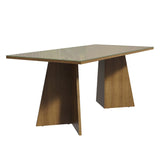 Mesa de Comedor Rectangular con Tapa de Vidrio Marrón/Crema 5388