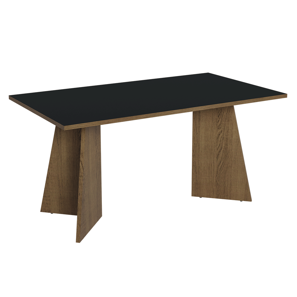 Mesa de Comedor Rectangular con Tapa de Madera 5389 Marrón/Negro