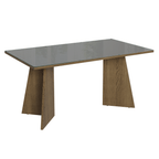 Mesa de Comedor Rectangular Tapa de Vidrio Sobrepuesto 160 cm Marrón/Gris Madesa