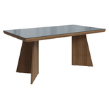 Mesa de Comedor Rectangular Tapa con Borde Biselado y Vidrio Sobrepuesto Marrón/Gris 5389 Madesa