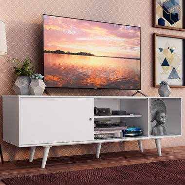 Rack para TV Dubai hasta 65 Pulgadas 160 cm con patas Blanco Madesa