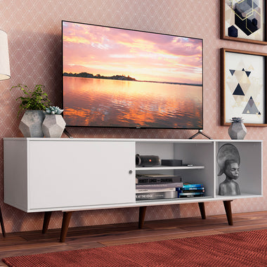 Rack para TV hasta 65 Pulgadas 160 cm con Patas Dubai Blanco/Marrón Madesa
