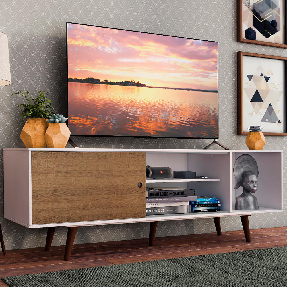 Rack Madesa Dubai para TV hasta 65 Pulgadas con Patas Blanco/Marrón 9B5Z