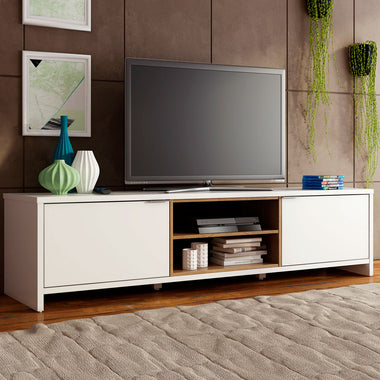 Rack para TV Metz Hasta 75 Pulgadas 180 cm Blanco/Marrón Madesa