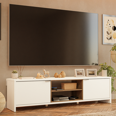 Rack para TV hasta 80 Pulgadas 180 cm 2 Puertas Linz Blanco/Marrón Madesa
