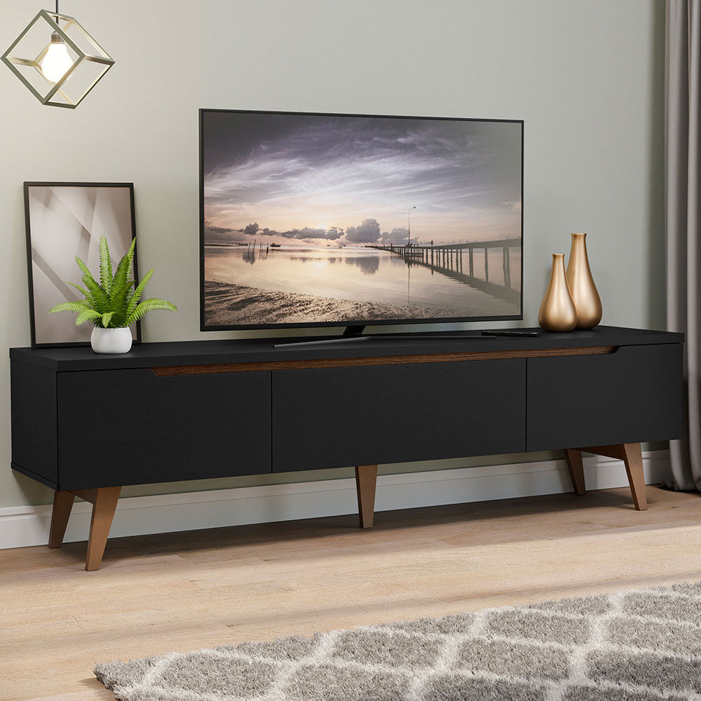 Rack para TV Retro Madesa Reims para TV hasta 75 Pulgadas patas de Madeira Negro