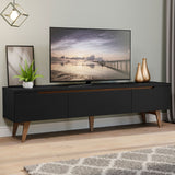 Rack para TV Retro Madesa Reims para TV hasta 75 Pulgadas patas de Madeira Negro