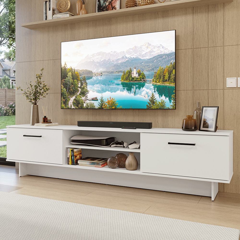 Rack para TV hasta 80 Pulgadas 218 cm 2 Puertas Blanco Agata Madesa