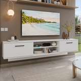 Rack Flotante para TV hasta 80 Pulgadas 218 cm 2 Puertas Blanco Agata Madesa