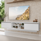 Rack Flotante para TV hasta 80 Pulgadas 218 cm 2 Puertas Blanco Glamy Madesa