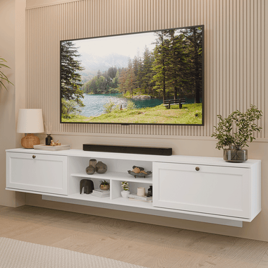 Rack para TV hasta 80 Pulgadas 218 cm 2 Puertas Flotante Blanco Vik Madesa