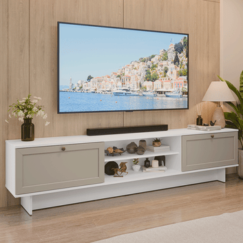 Rack para TV hasta 80 Pulgadas 218 cm 2 Puertas Blanco/Crema Vik Madesa