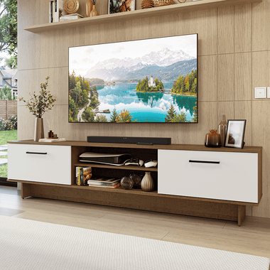 Rack para TV hasta 80 Pulgadas 218 cm 2 Puertas Marrón/Blanco Agata Madesa