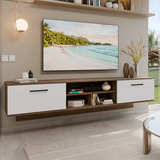 Rack Flotante para TV hasta 80 Pulgadas 218 cm 2 Puertas Marrón/Blanco Agata Madesa