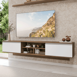 Rack Flotante para TV hasta 80 Pulgadas 218 cm 2 Puertas Marrón/Blanco Glamy Madesa