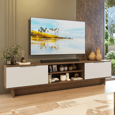 Rack para TV hasta 80 Pulgadas 218 cm 2 Puertas Marrón/Blanco Stella Madesa