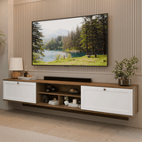 Rack Flotante para TV hasta 80 Pulgadas 218 cm 2 Puertas Marrón/Blanco Vik Madesa